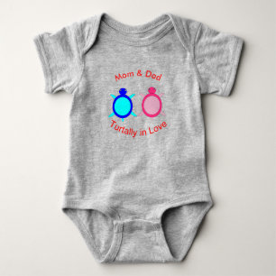 Cute Turtle Couple Unisex Baby Bodysuit