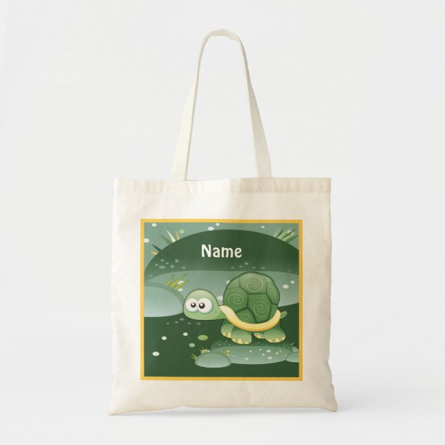 Cute Turtle Custom Tote Bag (Front)