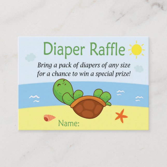 Cute turtle Diaper Raffle Tickets (Front)
