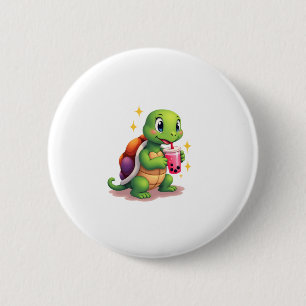 Cute turtle drinking boba. Funny Boba Turtles Love 6 Cm Round Badge