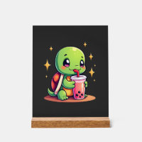 Cute turtle drinking boba. Funny Boba Turtles Love