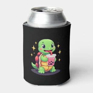 Cute turtle drinking boba. Funny Boba Turtles Love Can Cooler