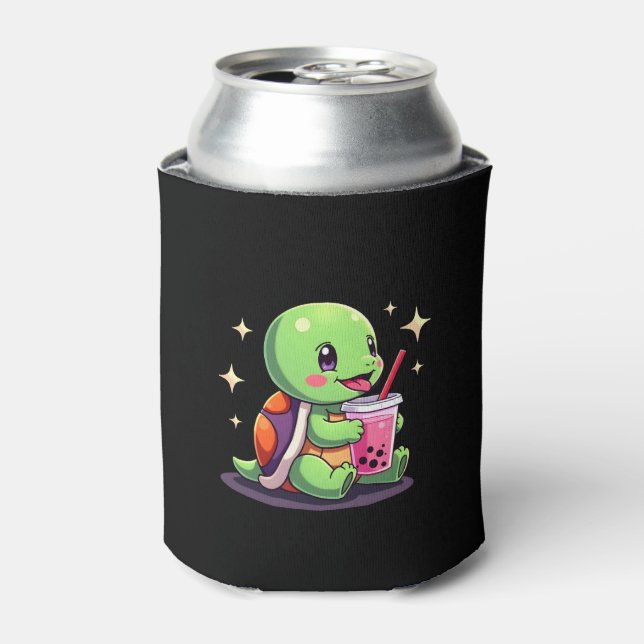 Cute turtle drinking boba. Funny Boba Turtles Love Can Cooler (Can Front)