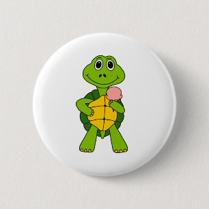 Cute Turtle Eating Ice Cream Cartoon 6 Cm Round Badge