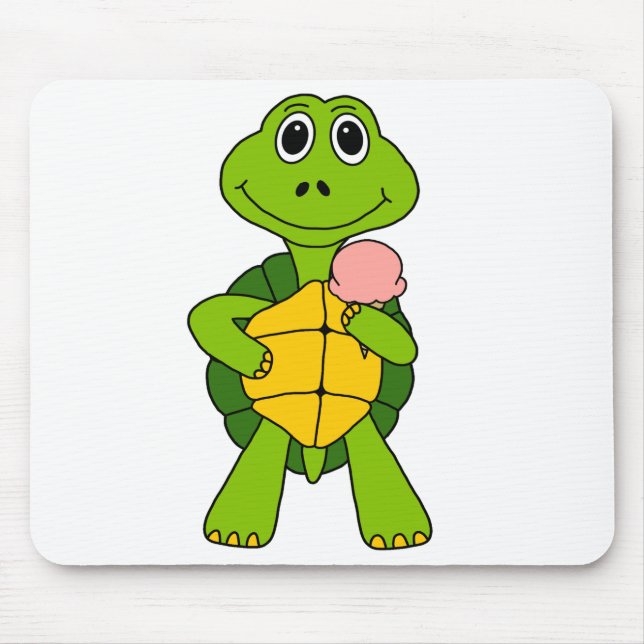 Cute Turtle Eating Ice Cream Cartoon Mouse Mat (Front)