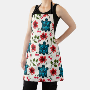 Cute Turtle Floral pattern Apron