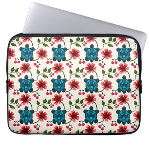 Cute Turtle Floral pattern Laptop Sleeve
