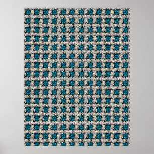 Cute Turtle Floral pattern  Poster
