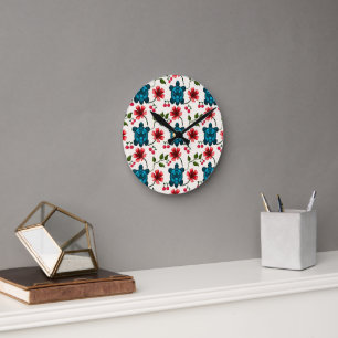 Cute Turtle Floral pattern Round Clock