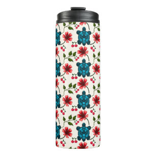 Cute Turtle Floral pattern Thermal Tumbler