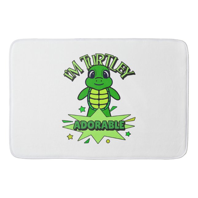 Cute Turtle Funny Quote Turtley Adorable Bath Mat (Front)