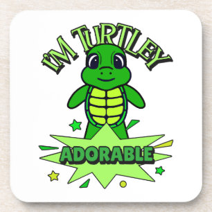 Cute Turtle Funny Quote Turtley Adorable Coaster