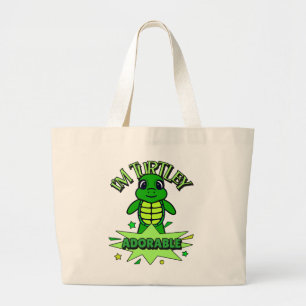 Cute Turtle Funny Quote Turtley Adorable Large Tote Bag
