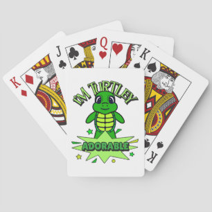 Cute Turtle Funny Quote Turtley Adorable Playing Cards