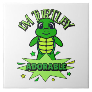 Cute Turtle Funny Quote Turtley Adorable Tile