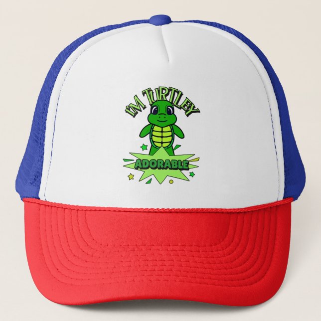 Cute Turtle Funny Quote Turtley Adorable Trucker Hat (Front)
