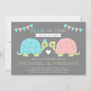 Cute Turtle Gender Reveal Invitation