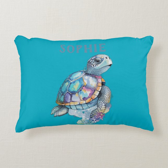 Cute Turtle Green Baby Nursery Decorative Cushion (Front)