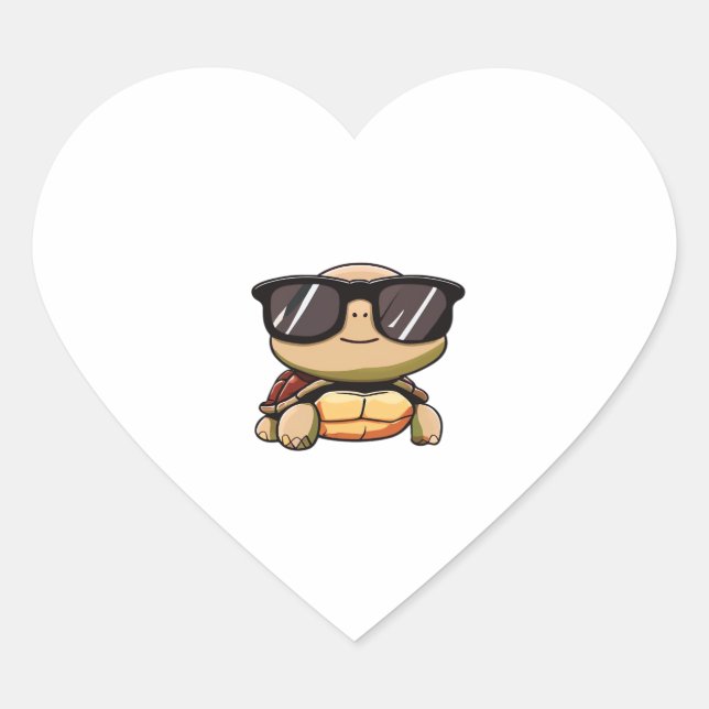 Cute Turtle Halloween 2023 sunglasses Costume Over Heart Sticker (Front)