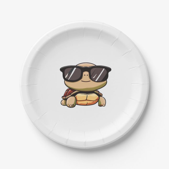 Cute Turtle Halloween 2023 sunglasses Costume Over Paper Plate (Front)