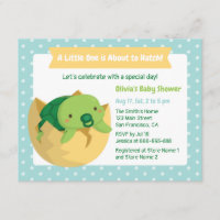 Cute Turtle In Egg Baby Shower Invitations