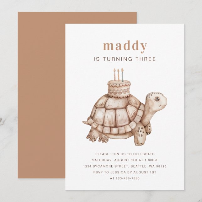 Cute Turtle Invitation (Front/Back)