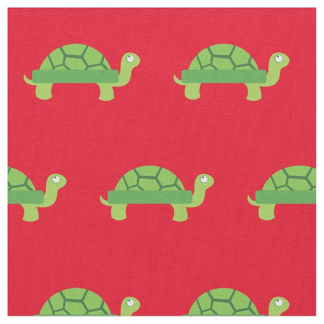 Cute Turtle Kid Baby Nursery Red Tortoise Fabric (Close Up)