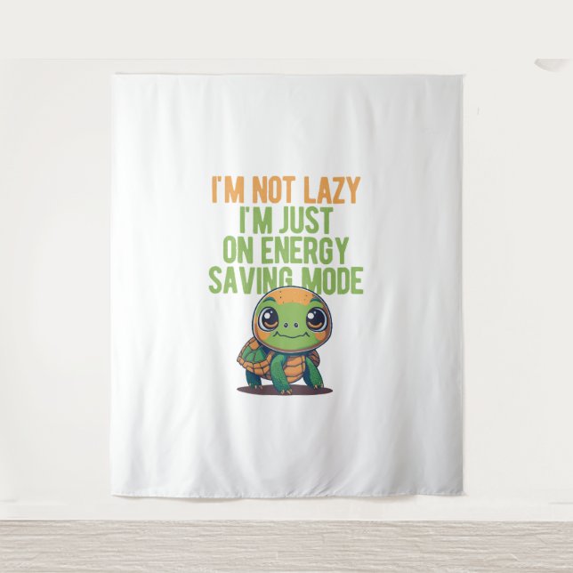 Cute Turtle, Lazy Turtle, On Energy Saving Mode Tapestry (Front)