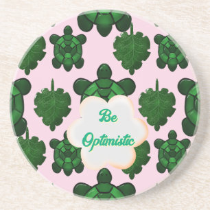 Cute Turtle Leaves Seamless Pattern, Tropical Coaster