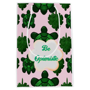 Cute Turtle Leaves Seamless Pattern, Tropical  Medium Gift Bag