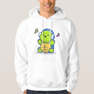 Cute Turtle Listening Music With Headphone Hoodie