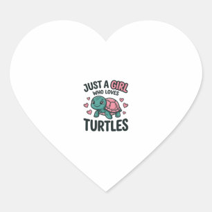 Cute Turtle Lover Girl Vintage Engraving Shirt Des Heart Sticker