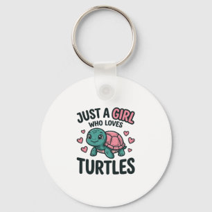 Cute Turtle Lover Girl Vintage Engraving Shirt Des Key Ring