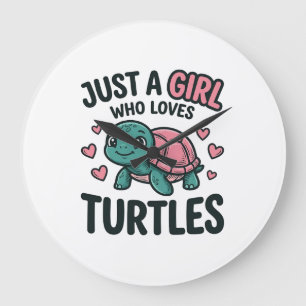 Cute Turtle Lover Girl Vintage Engraving Shirt Des Large Clock