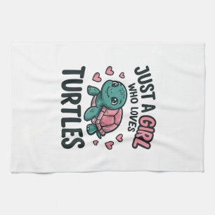 Cute Turtle Lover Girl Vintage Engraving Shirt Des Tea Towel