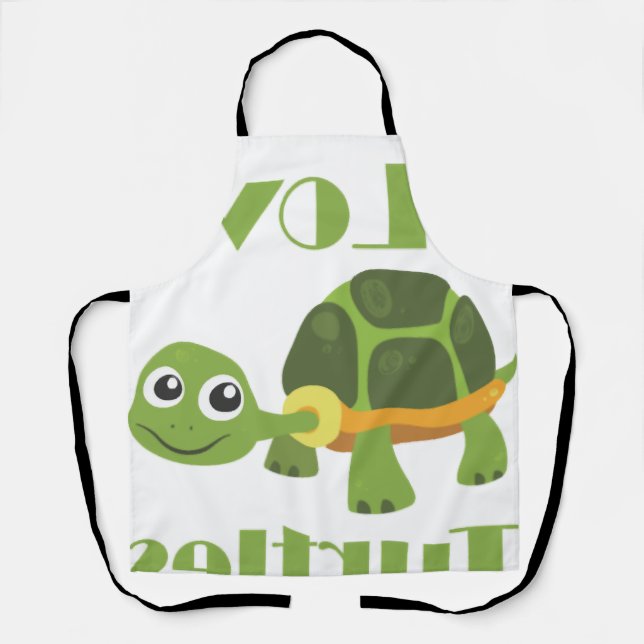 Cute Turtle loving Kid Reptile Fan Apron (Front)