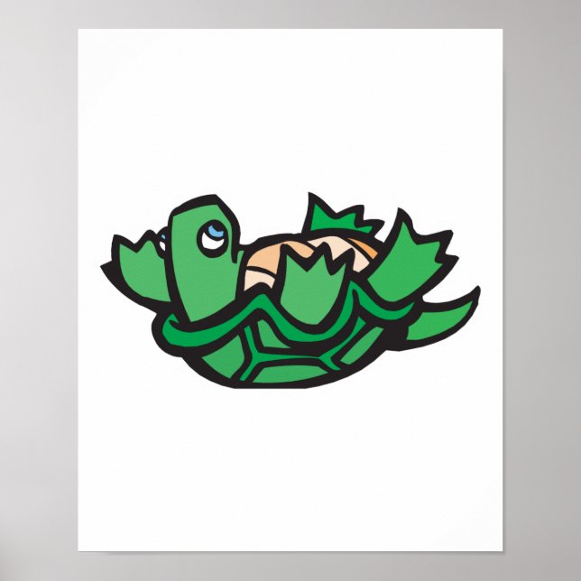 cute turtle on back poster (Front)