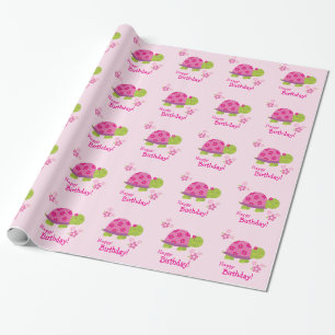 Cute Turtle Personalised Gift Wrap for Girls