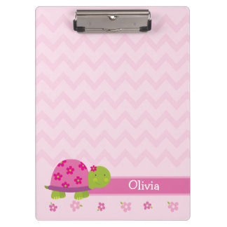 Cute Turtle Pink Personalised Clipboard