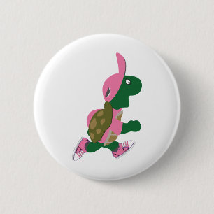 Cute Turtle Runner in PInk 6 Cm Round Badge