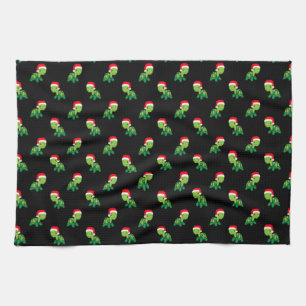 Cute Turtle Sea Animal Merry Christmas Santa Claus Tea Towel