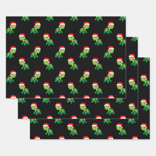 Cute Turtle Sea Animal Merry Christmas Santa Claus Wrapping Paper Sheet