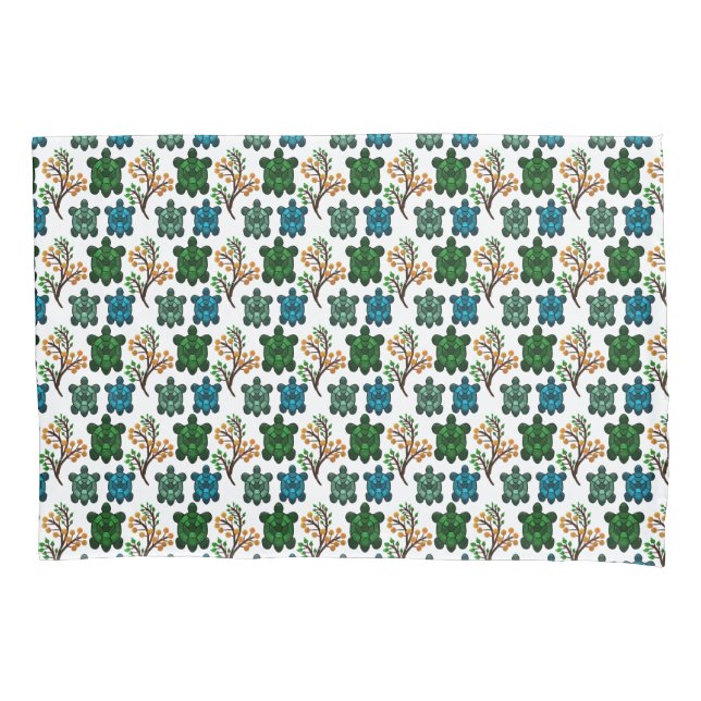 Cute Turtle Seamless Pattern | Ocean Animal Repeat Pillowcase (Front)