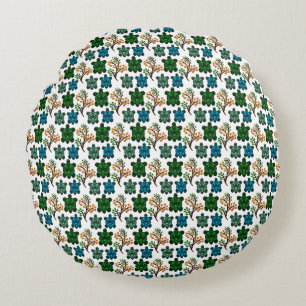 Cute Turtle Seamless Pattern   Ocean Animal Repeat Round Cushion