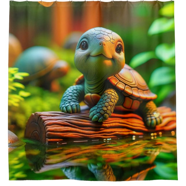 Cute Turtle Shower Curtain (Front)