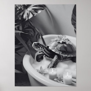 Cute Turtle Spa Day, Fun Bathroom Art, Gift Idea Poster