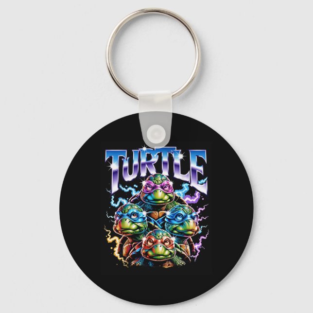 Cute Turtle Squad Electric Lightning Halloween Key Ring (Front)
