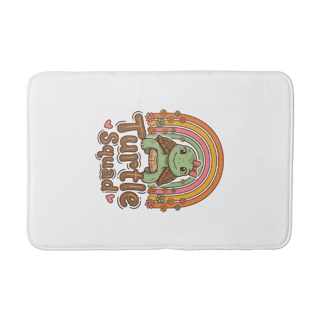 Cute Turtle Squad Rainbow Floral Vector Design_1 Bath Mat (Front)