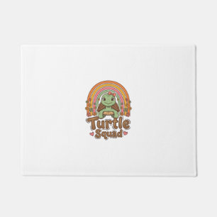 Cute Turtle Squad Rainbow Floral Vector Design_1 Doormat