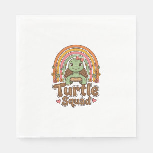 Cute Turtle Squad Rainbow Floral Vector Design_1 Napkin